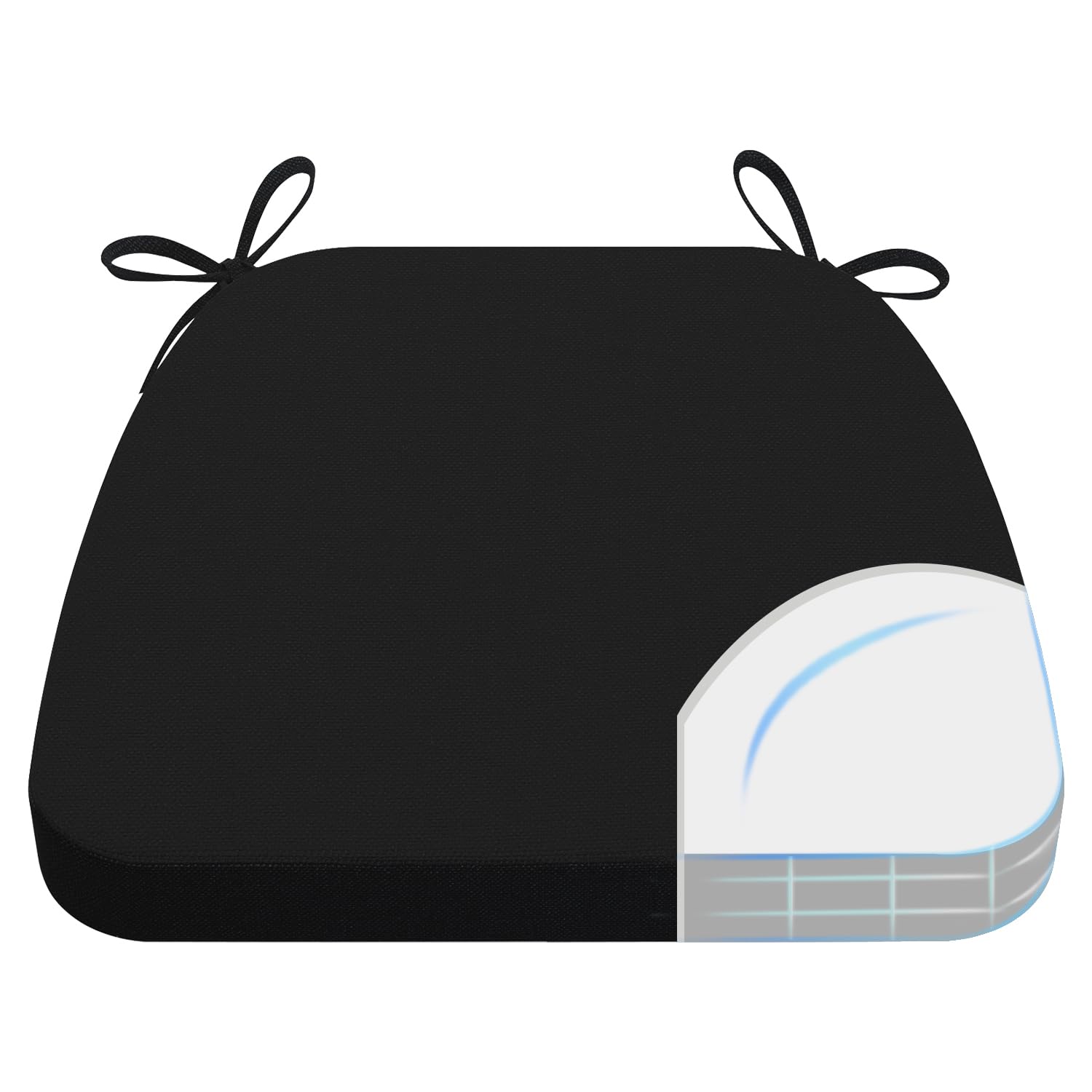 AAAAAcessories D-Shaped Chair Cushions, 2" Thick Dining Chair Pads with Ties and Removable, Machine-Washable Cover, 17" x 16", Set of 4, Oatmeal Beige