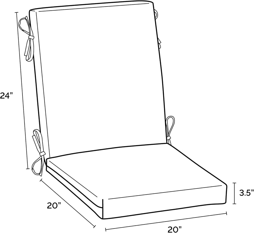 Arden 2-Pack Outdoor Patio Dining Chair Cushion, 20x44, Rain-Proof Seat Pad, Fade-Resistant Outdoor Cushion Bright Moss Green Leala