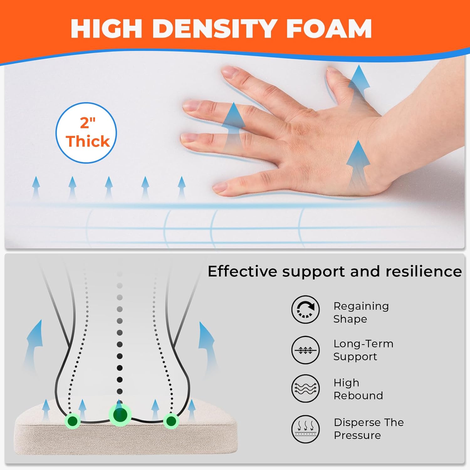 Sunsleek Chair Cushions for Dining Chairs, D-Shaped Seat Cushions with Removable Washable Cover and Ties, Chair Pads for Kitchen, Indoor Dining Room, Patio Chairs, 17'' x 16'', Set of 4, Beige