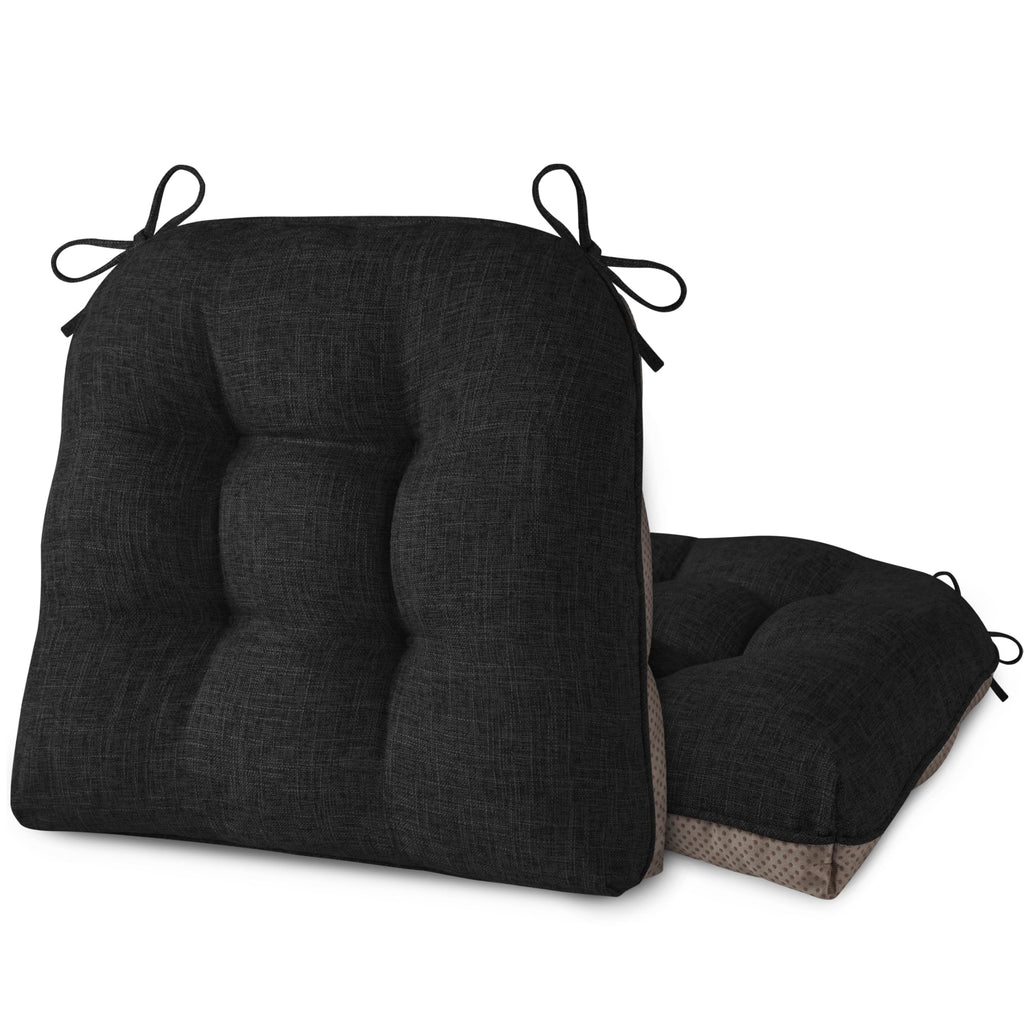 AddGrace Chair Cushions for Dining Chairs Set of 1 Kitchen Seat Cushions with Ties and Non Slip Backing Tufted Indoor Seat Pad for Kitchen Dining Room 18" x 17" x 3" Coffee