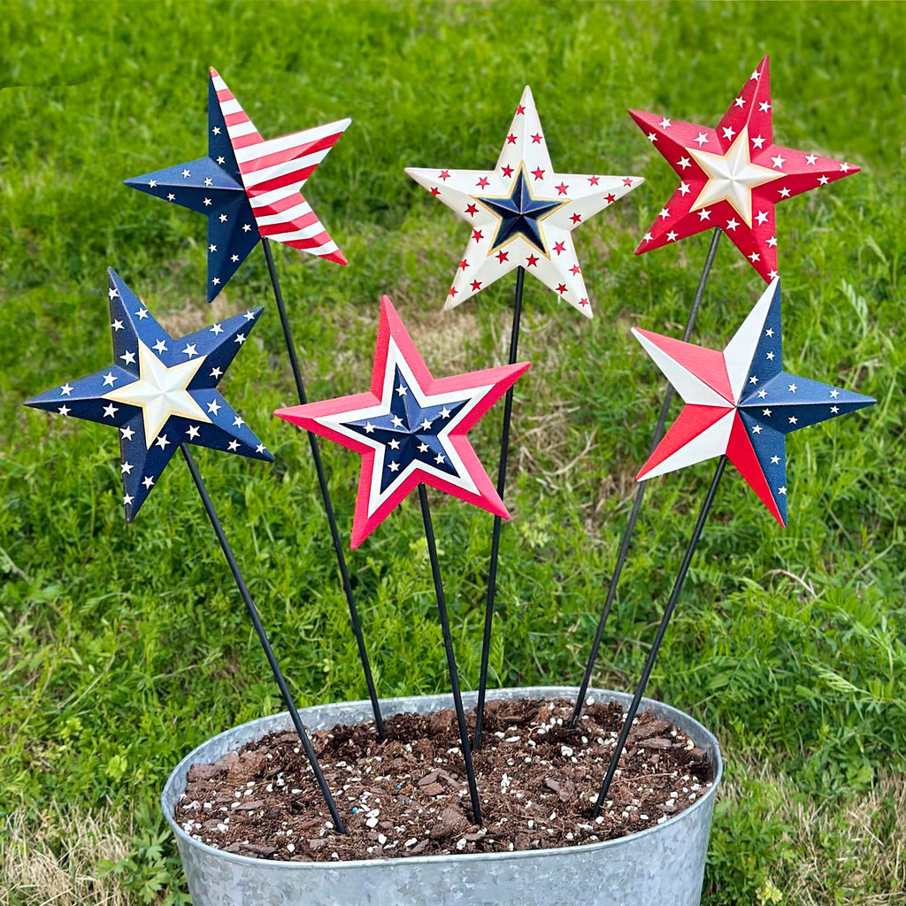 4 Pack Decorative Garden Stakes - 14.2" Metal Flowers for Outside & Metal Yard Art Outdoor and Garden, Rust-Resistant Shaking-Head Bird Lawn Ornaments for Patio - Gift for Gardeners