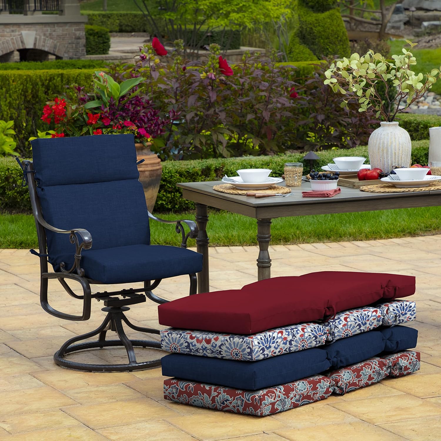 Arden Outdoor Chair Cushion, 21 x 20, Rain-Proof, Fade Resistant 20 x 21, Sapphire Blue Leala
