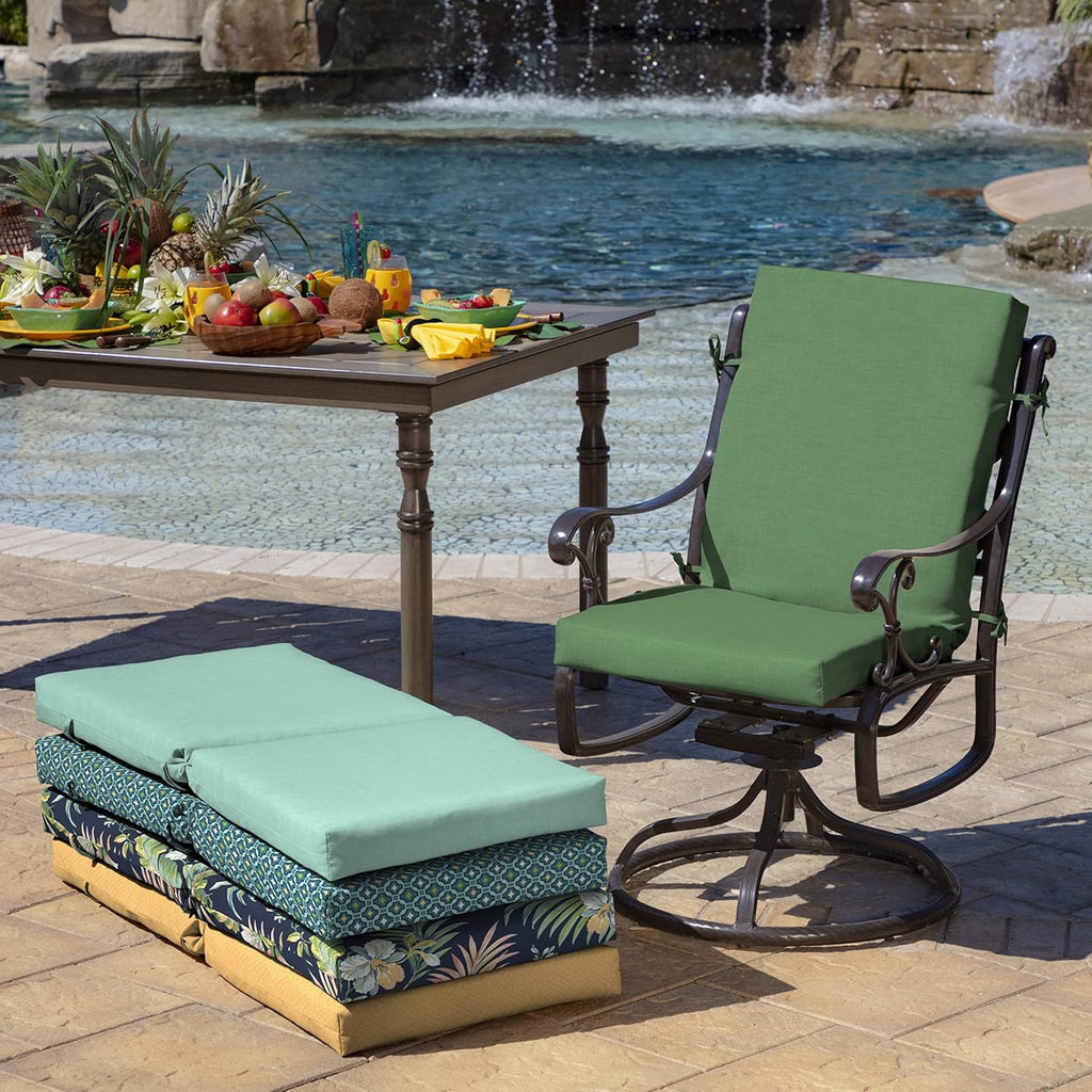 Arden 2-Pack Outdoor Patio Dining Chair Cushion, 20x44, Rain-Proof Seat Pad, Fade-Resistant Outdoor Cushion Bright Moss Green Leala